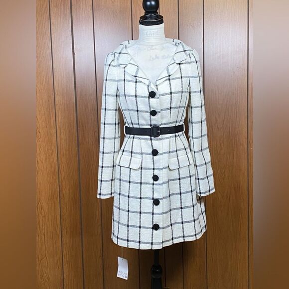 Self-Portrait Checkered Belted Minidress size 6 - Picture 4 of 13